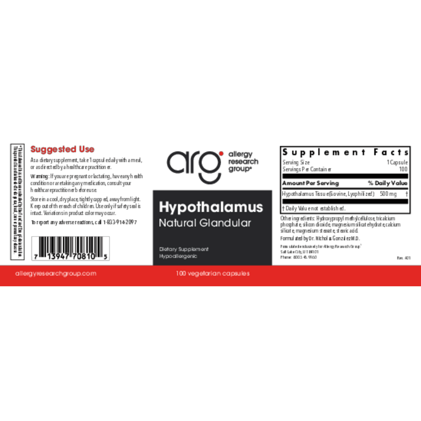 Hypothalamus 500 mg  Curated Wellness