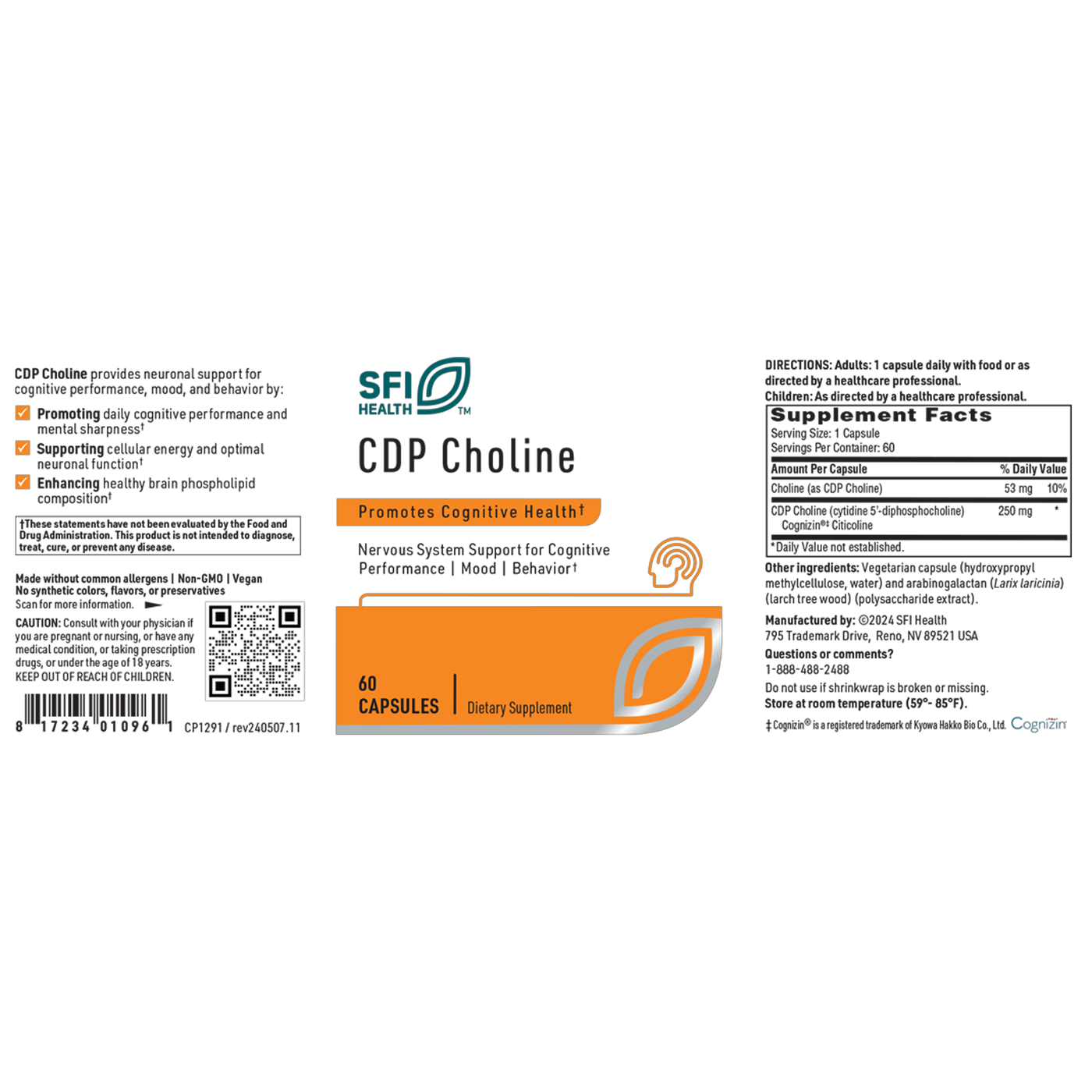 CDP Choline 60 Caps Curated Wellness