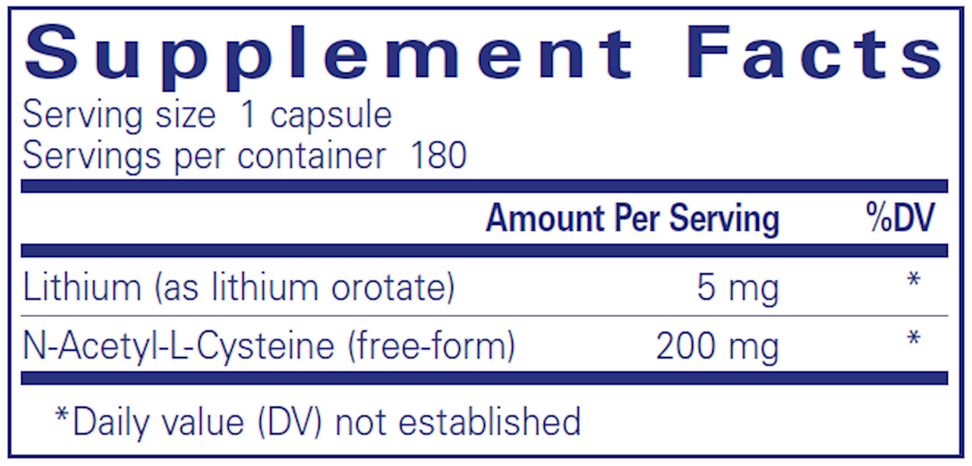 Lithium (orotate) 5 mg 180 vcaps Curated Wellness