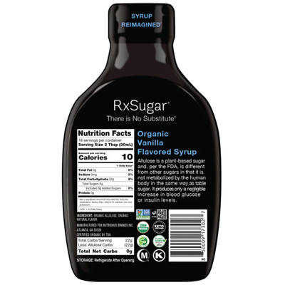 RxSugar Organic Vanilla Syrup 16 fl oz Curated Wellness