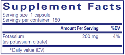 Potassium (citrate) 180 vcaps Curated Wellness
