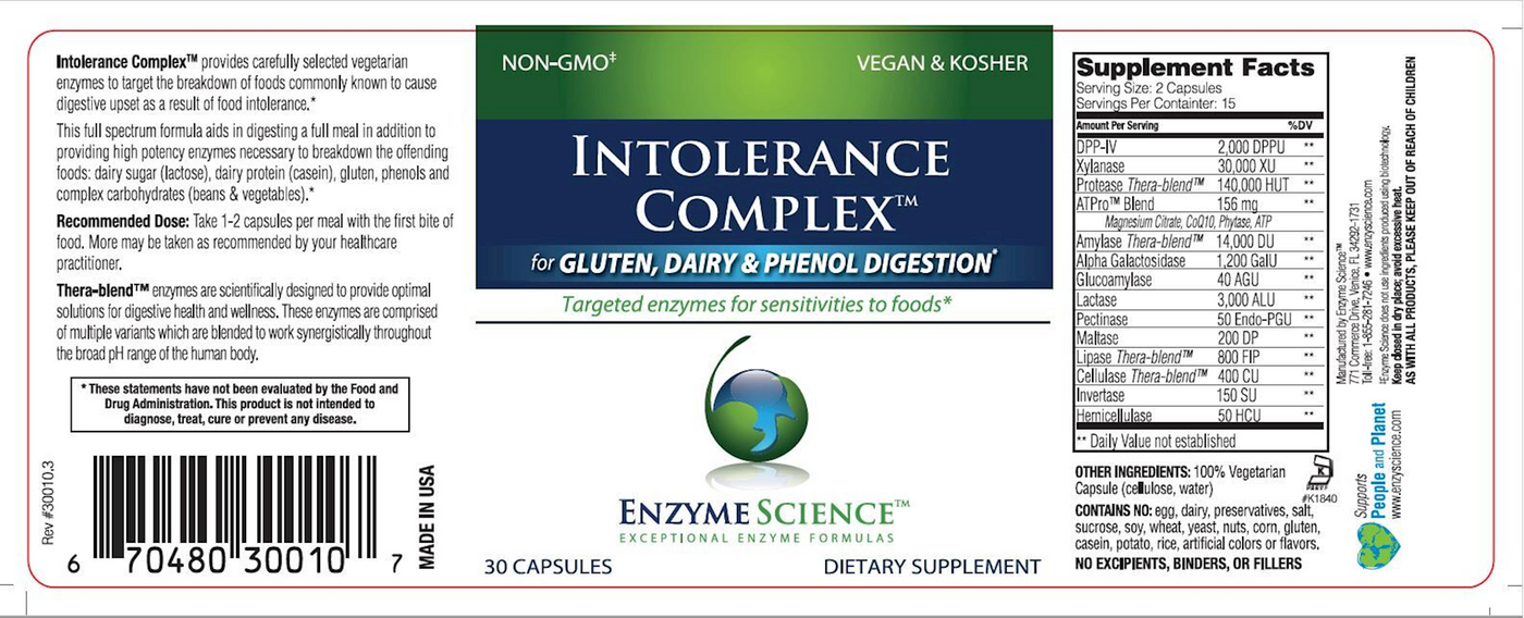 Intolerance Complex 30 Capsules Curated Wellness