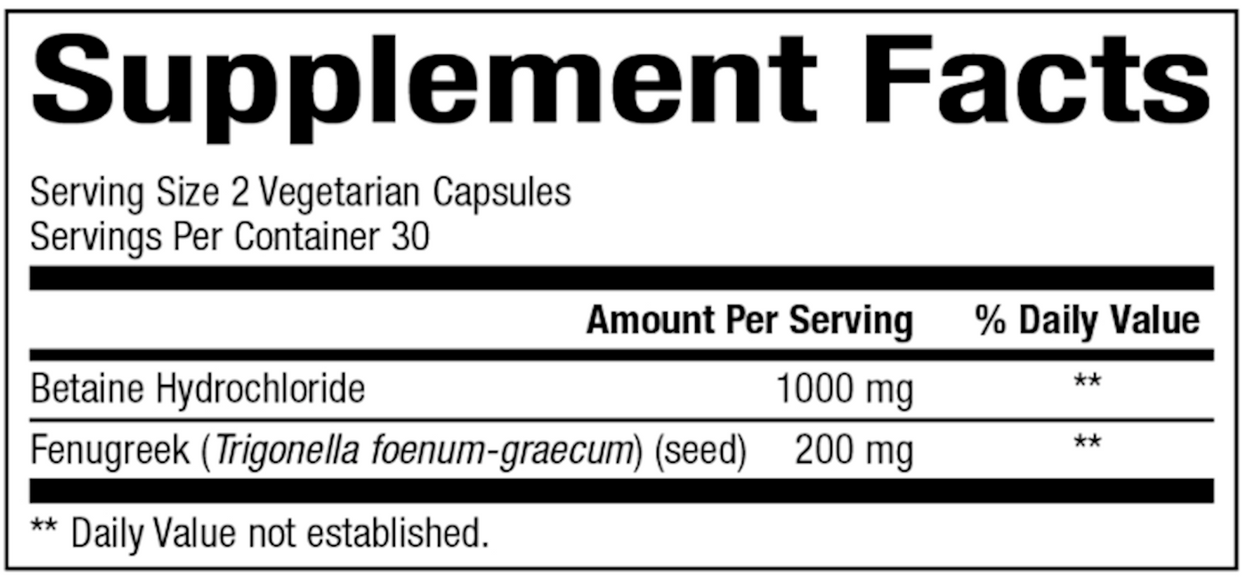 Betaine HCL w/ Fenugreek  Curated Wellness