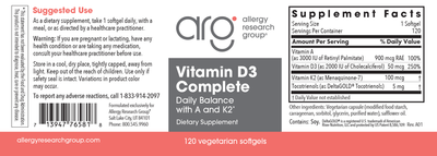 Vitamin D3 Complete Daily Balance 120ct Curated Wellness