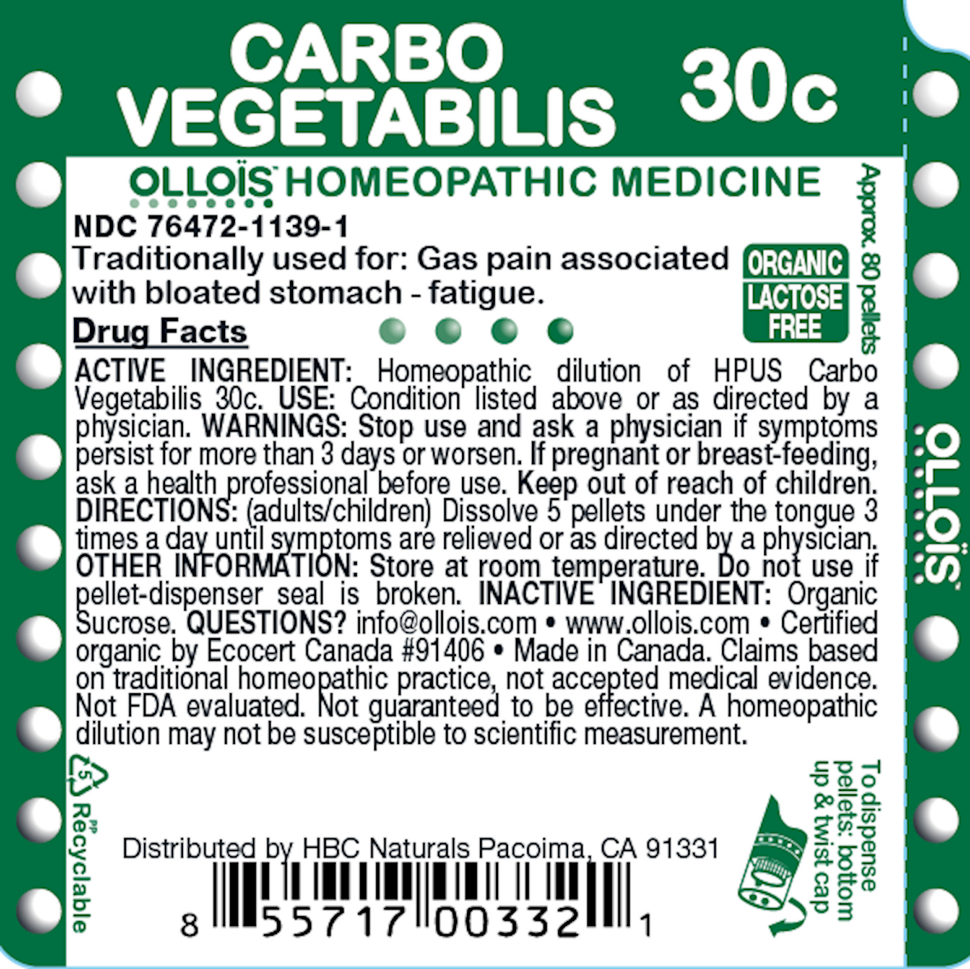 Carbo Vegetabilis 30C Pellets, 80ct Curated Wellness