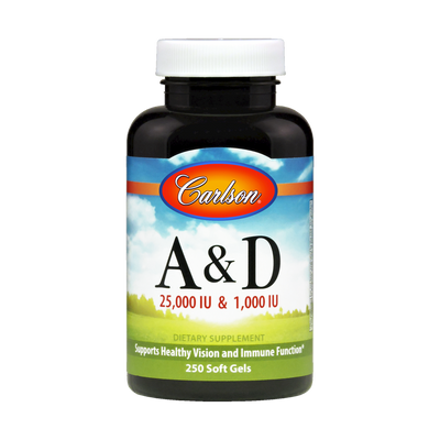 A & D 25000 IU & 1000 IU 250 gels Curated Wellness