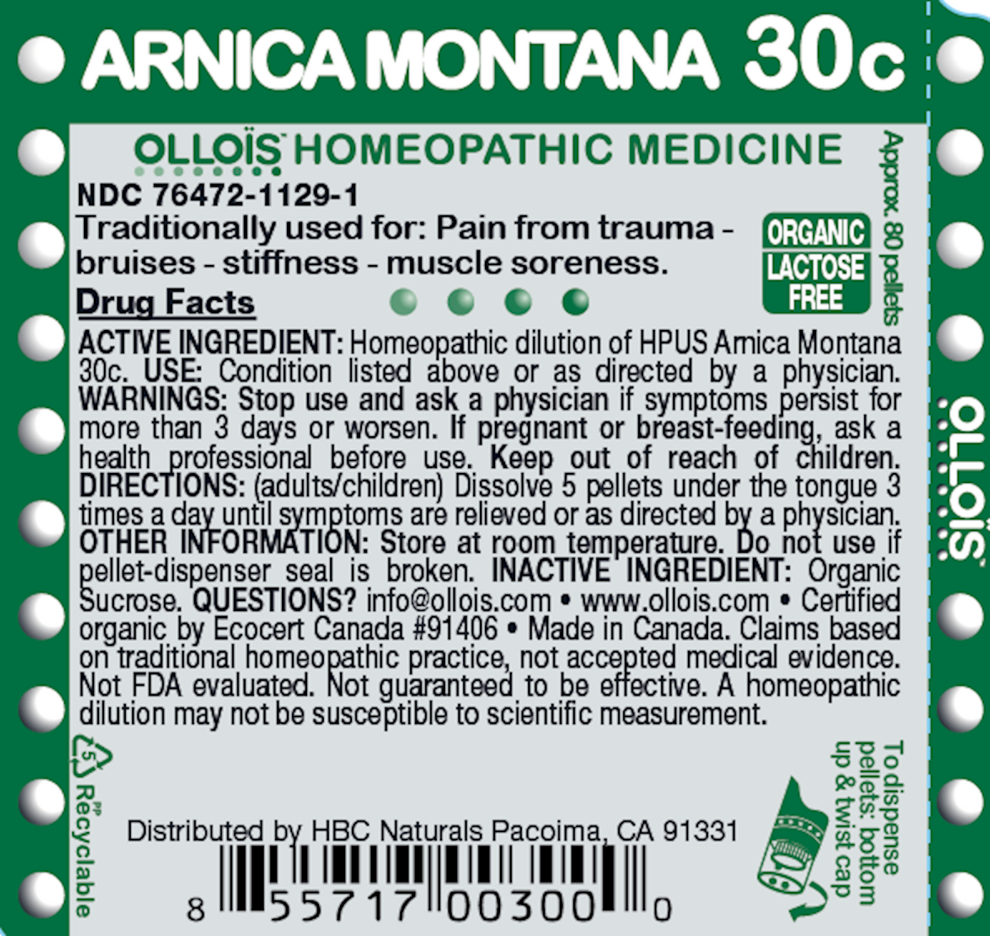 Arnica Montana 30C Pellets, 80ct Curated Wellness