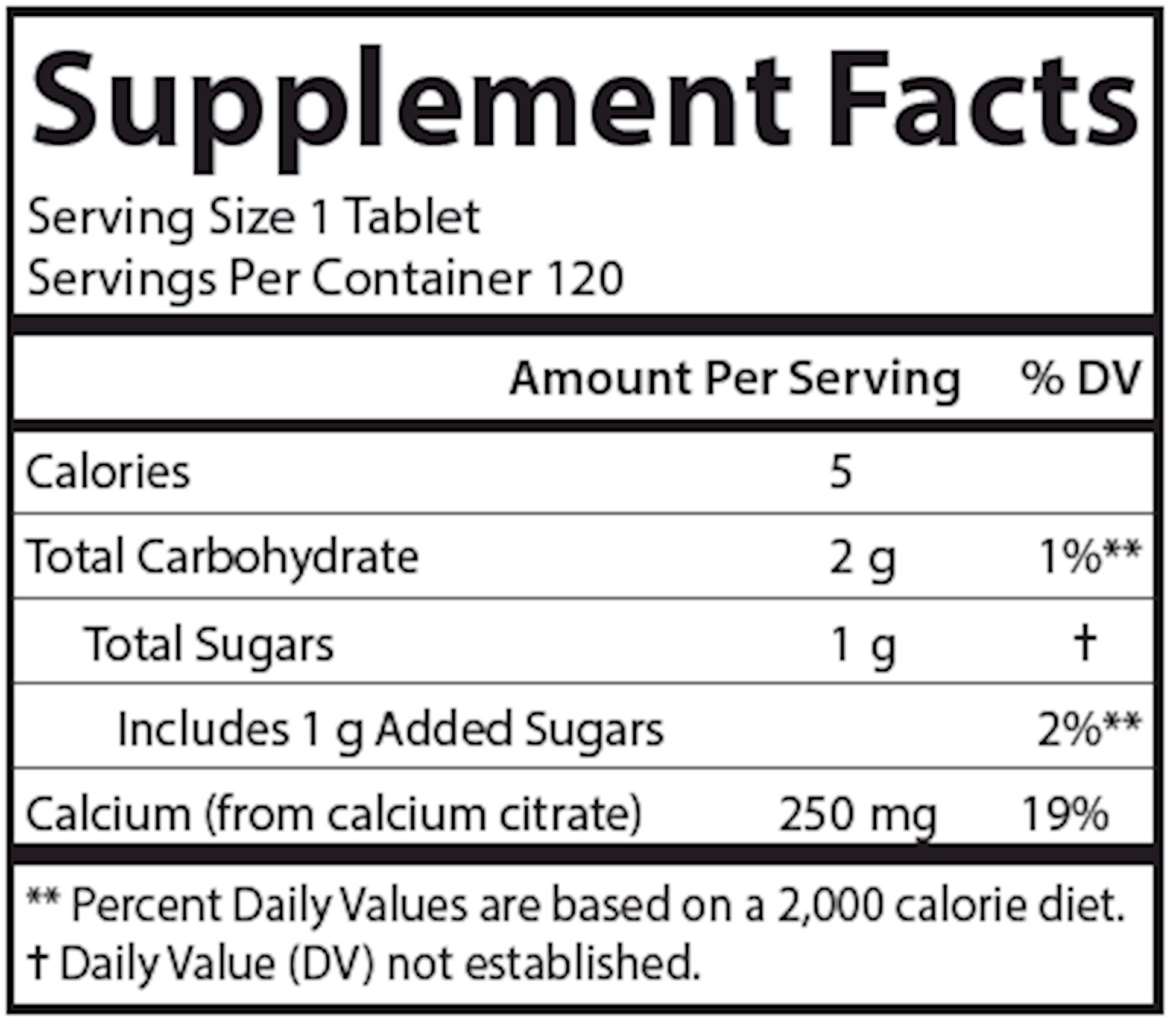 Chewable Calcium Citrate 250 mg 120 tabs Curated Wellness