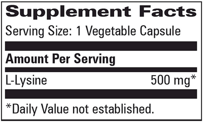 L-Lysine 500 mg 90 vcaps Curated Wellness