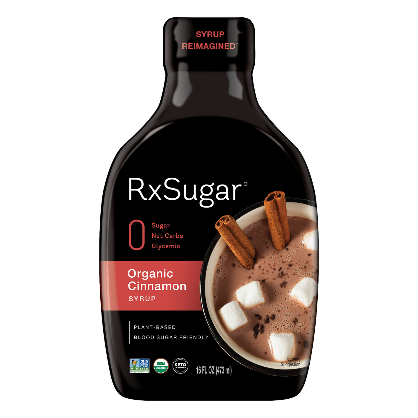 RxSugar Organic Cinnamon Syrup 16 fl oz Curated Wellness