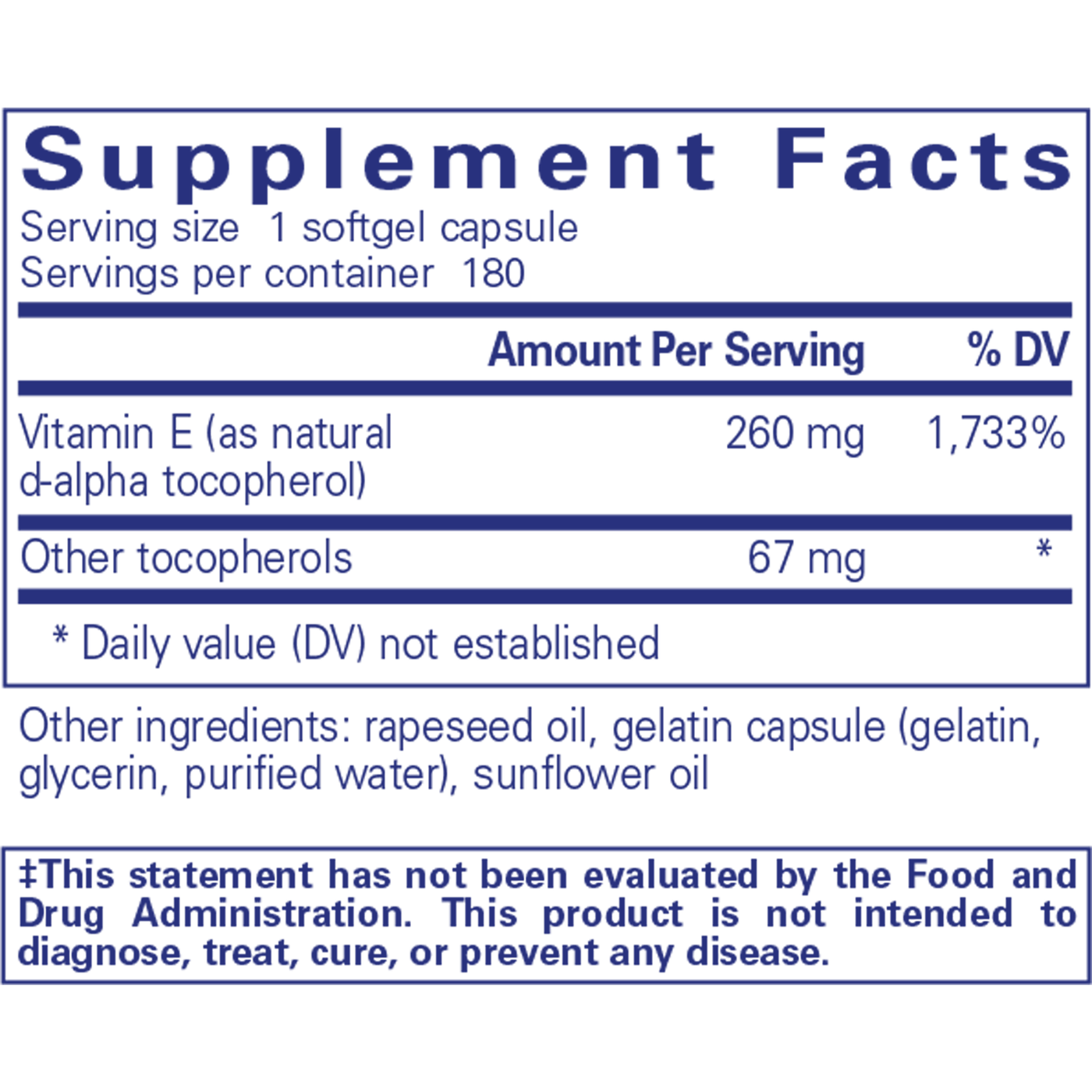 Vitamin E (Natural) 180 gels Curated Wellness