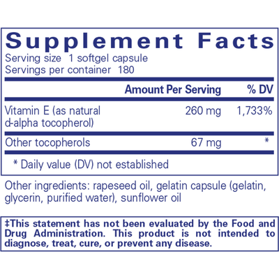 Vitamin E (Natural) 180 gels Curated Wellness