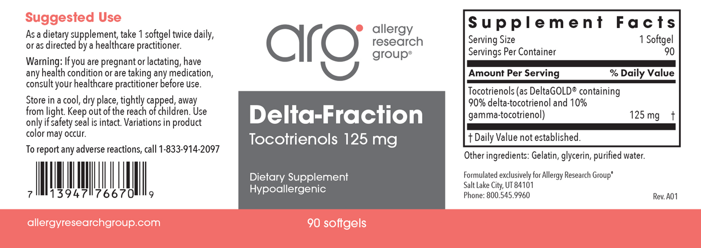 Delta-Fraction Tocotrienols 125mg 90sg Curated Wellness