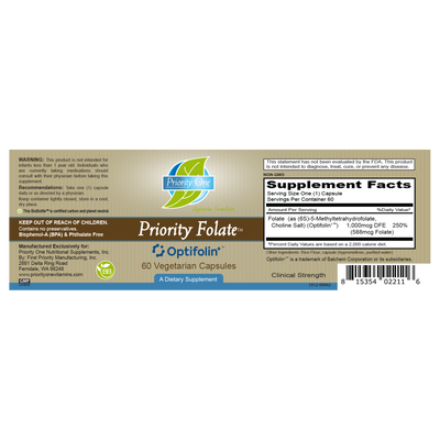 Priority Folate Optifolin+™ 60c Curated Wellness