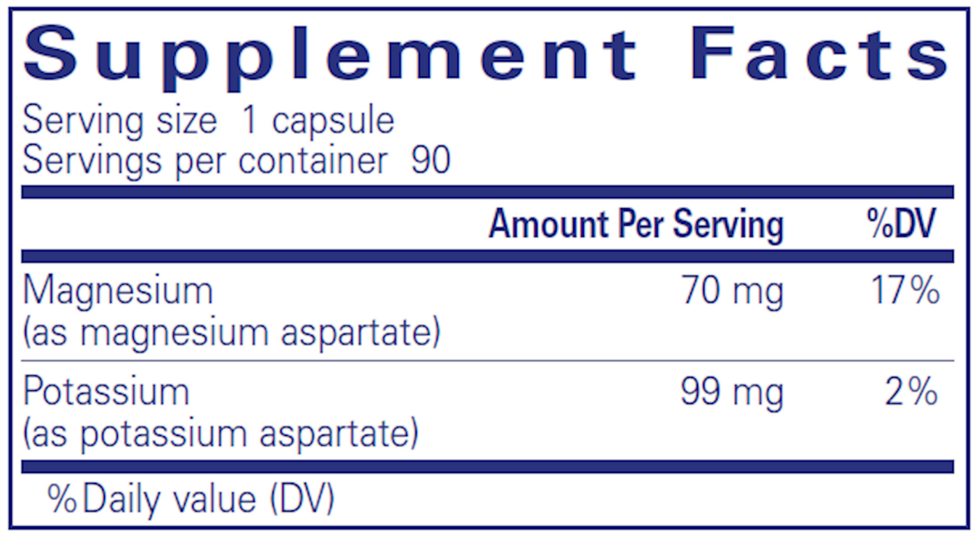 Potassium Magnesium (aspartate) 90 vcaps Curated Wellness