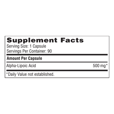 Alpha Lipoic Acid 500 mg 90 vcaps Curated Wellness