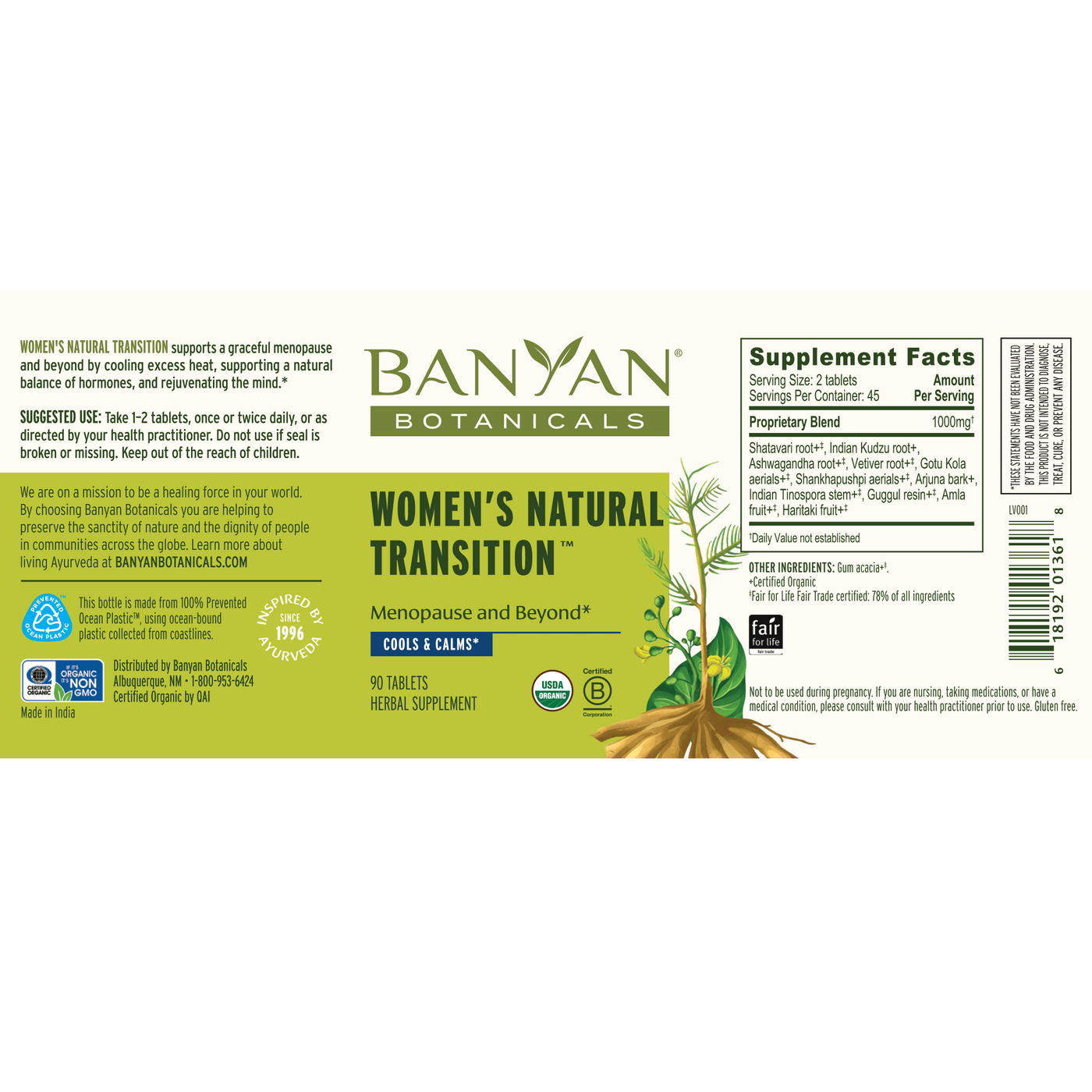 Women's Natural Transition, Org 90 tabs Curated Wellness