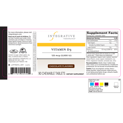 Vitamin D3 5,000 IU Choc. Flavor 90 tabs Curated Wellness