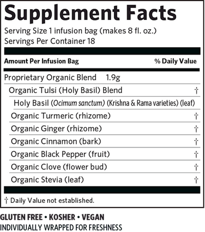 Tulsi Tea Turmeric Ginger 18 tea bags Curated Wellness