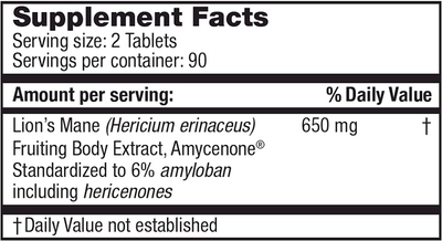 Lion's Mane Amyloban 180 vegtabs Curated Wellness