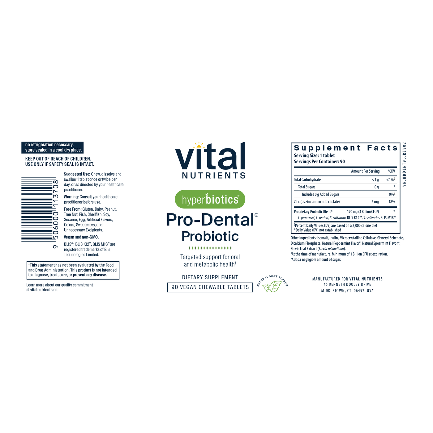 Hyperbiotics Pro-Dental Probiotic 90ct Curated Wellness