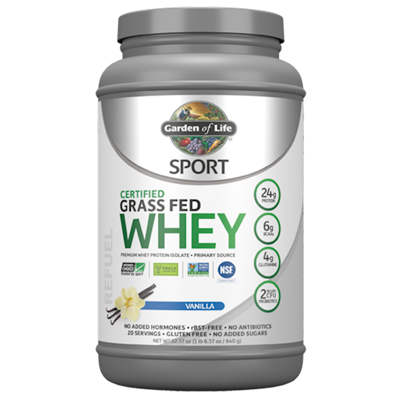 Sport Cert. Grass Fed Whey Van 640 g Curated Wellness