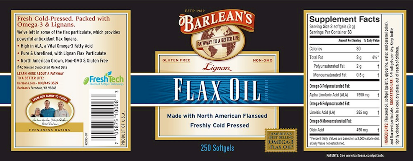 Lignan Flax Oil 250 gels Curated Wellness