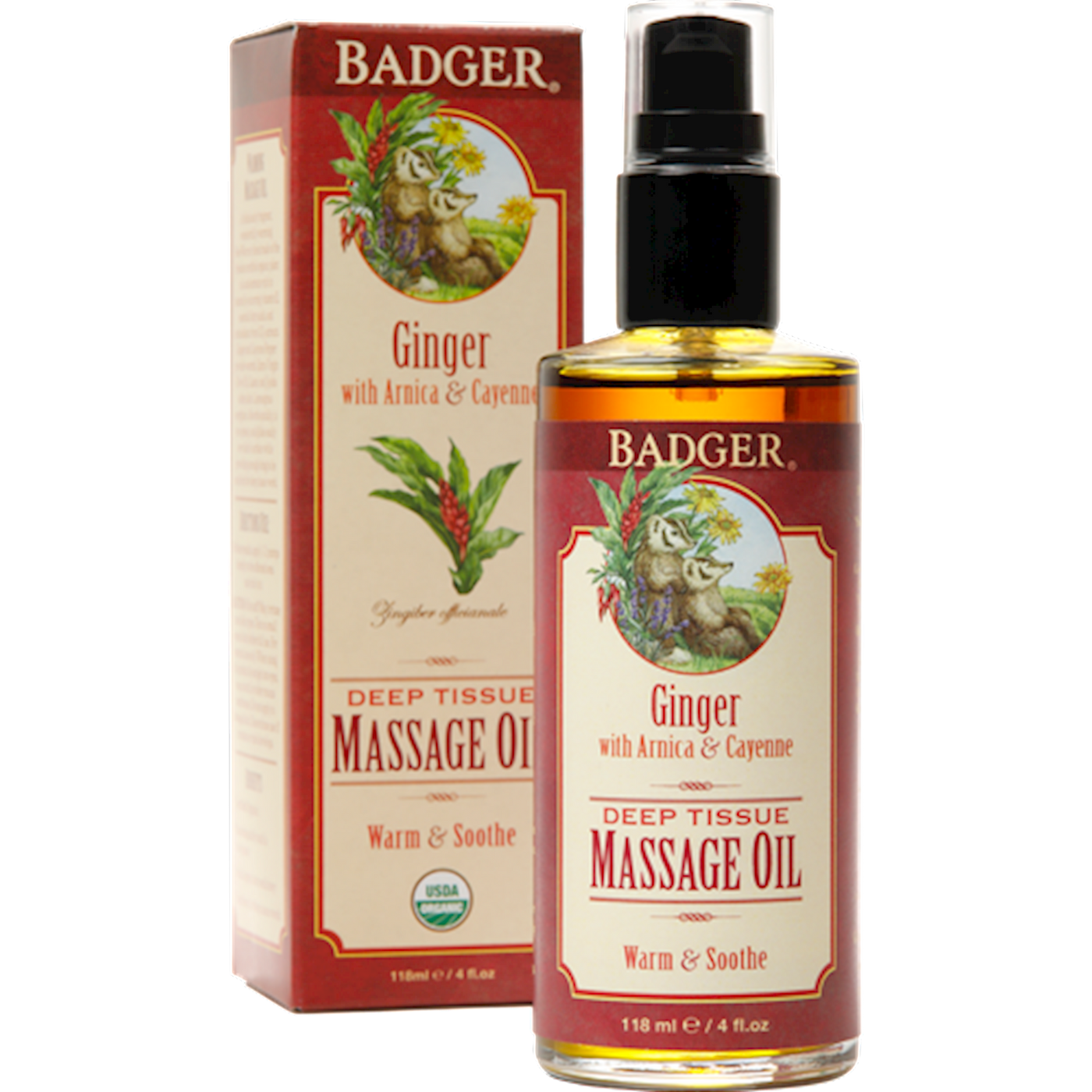 Deep Tissue Massage Oil w/Ginger 4 fl oz Curated Wellness