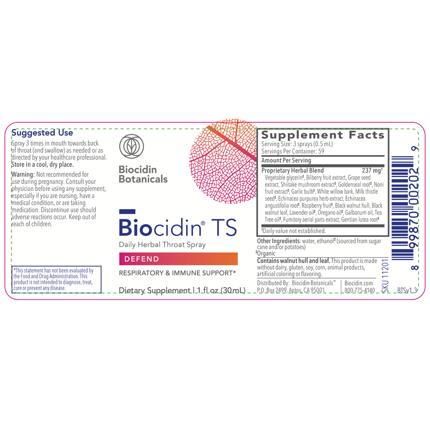 Biocidin Throat Spray Advanced Frm  Curated Wellness