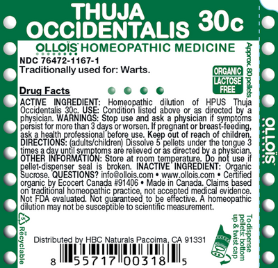 Thuja Occidentalis 30c Pellets, 80ct Curated Wellness