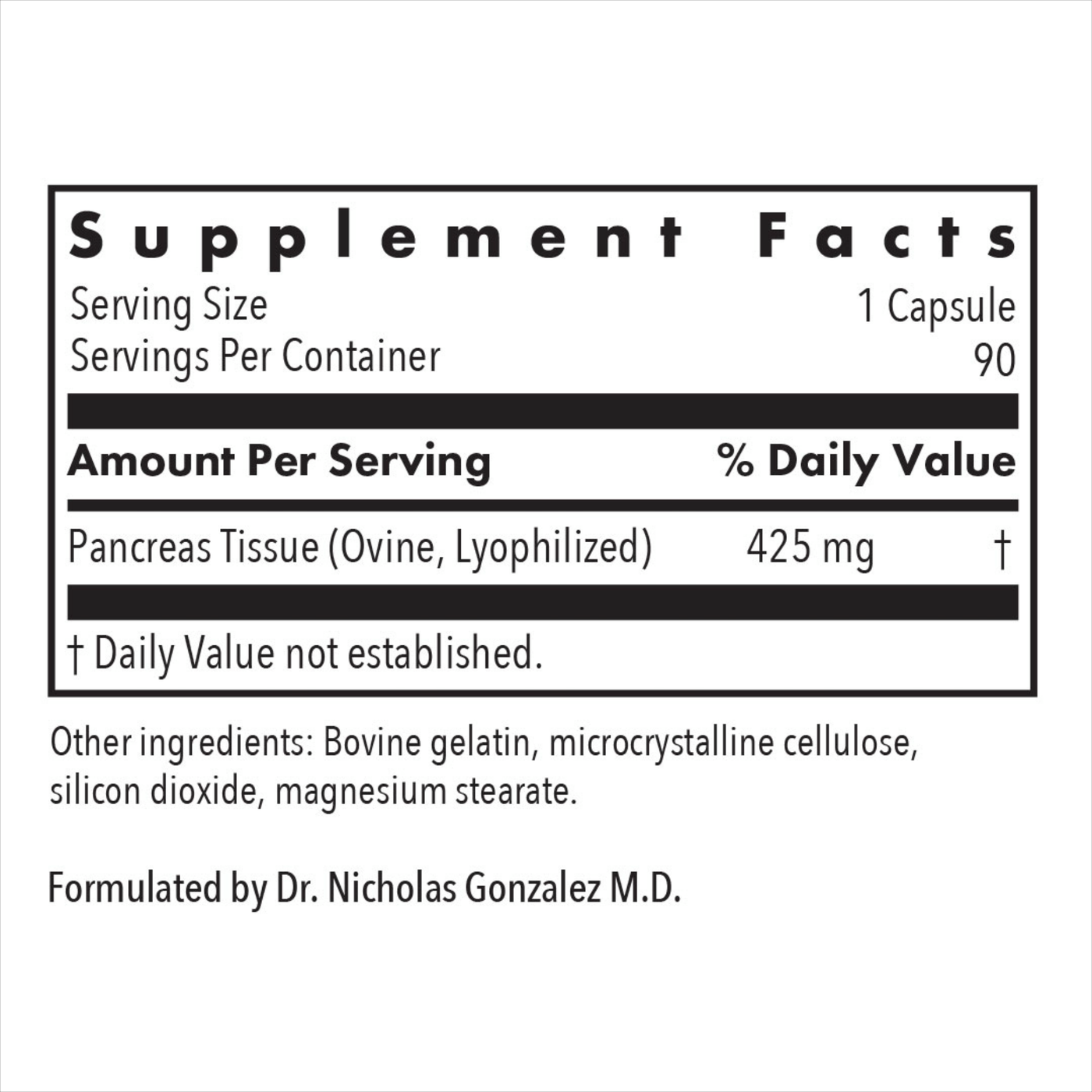 Pancreas Lamb 425 mg 90 vcaps Curated Wellness