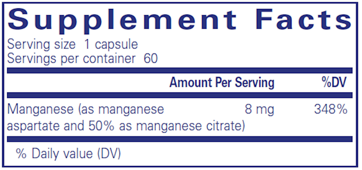 Manganese (aspartate/citrate) 60 vcaps Curated Wellness