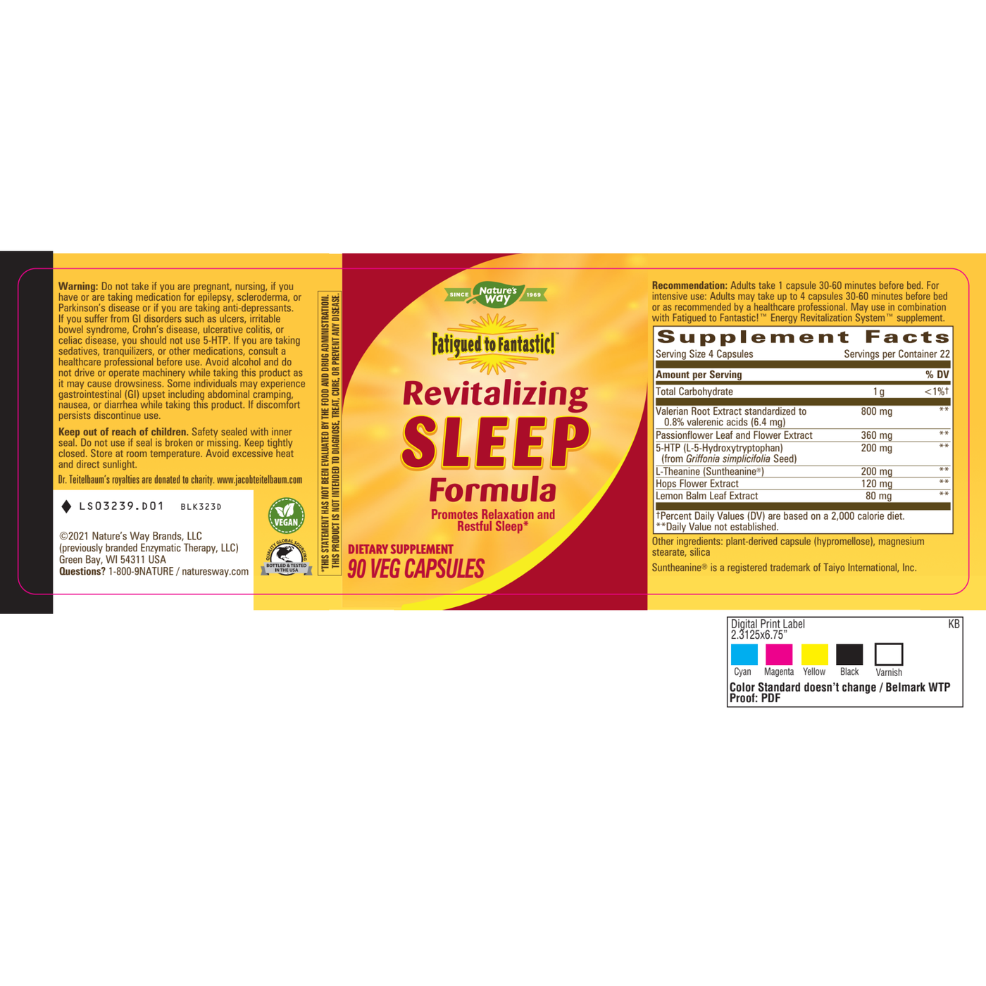 Fatigued/Fantastic Revital Sleep 90 caps Curated Wellness