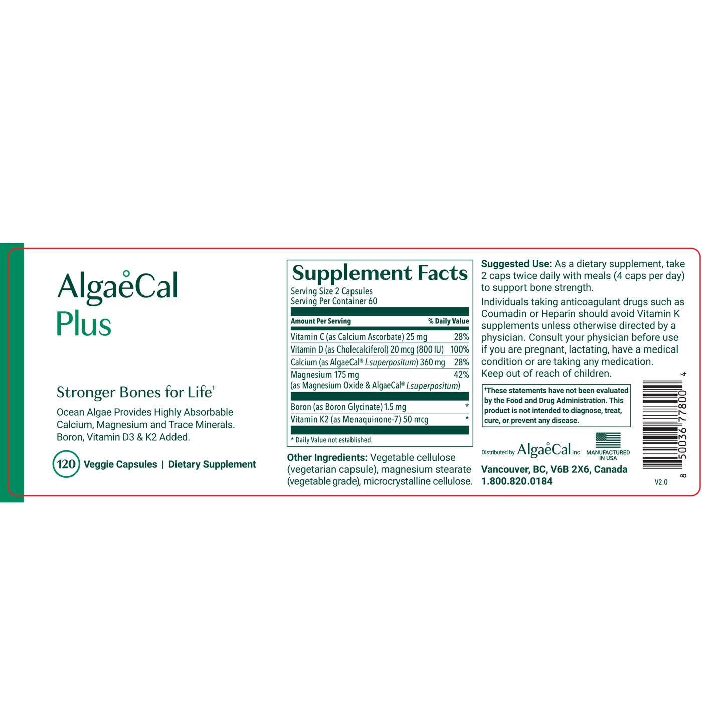 AlgaeCal Plus 120c Curated Wellness