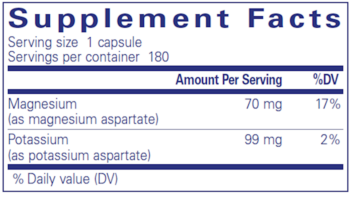 Potassium Magnesium (aspartate) 180vcaps Curated Wellness