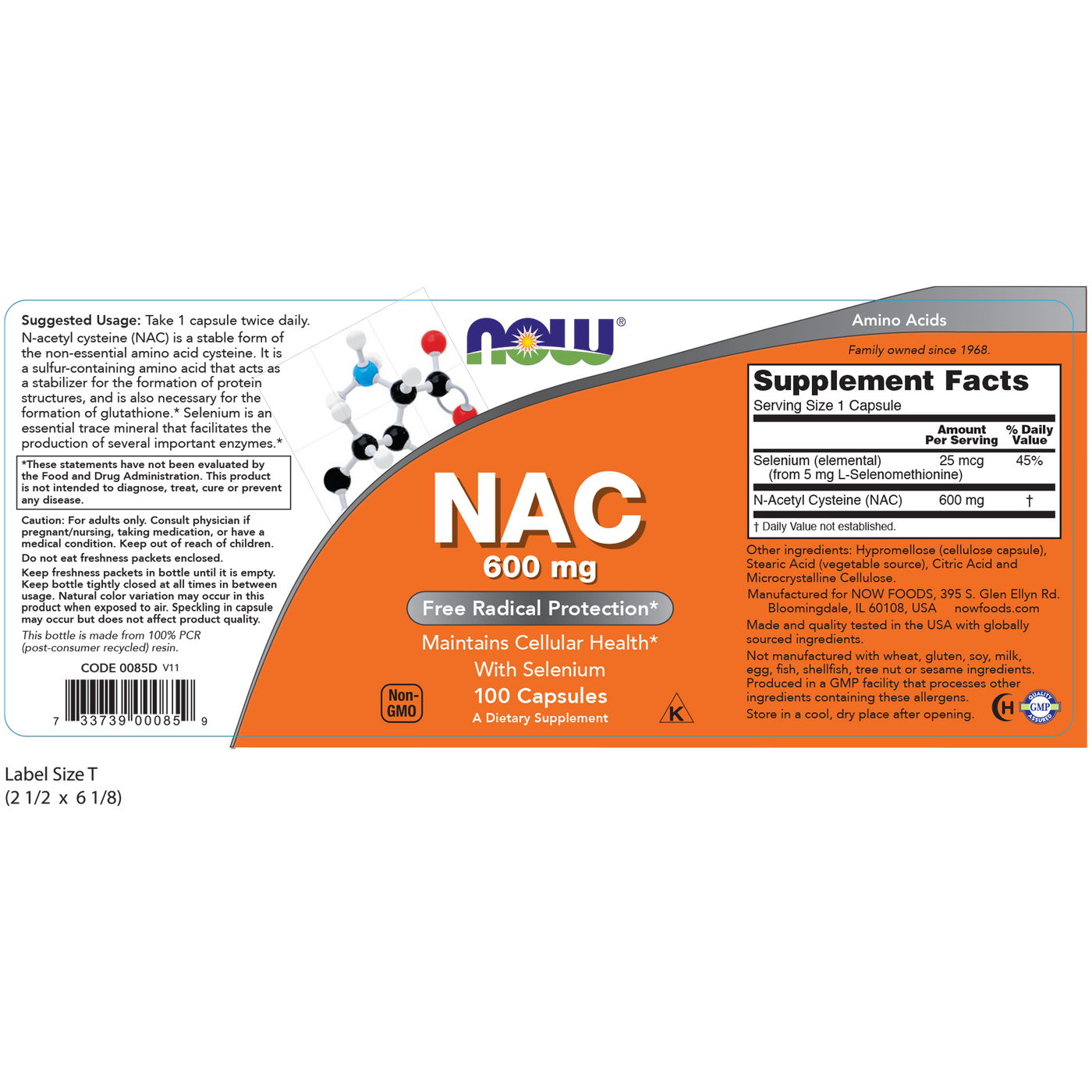 NAC 600 mg 100 vcaps Curated Wellness