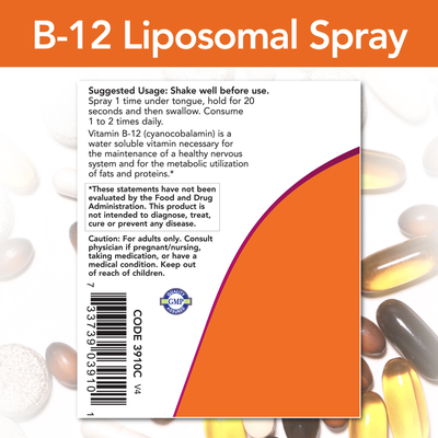 B-12 Liposomal Spray 1000 mcg 2 fl oz Curated Wellness