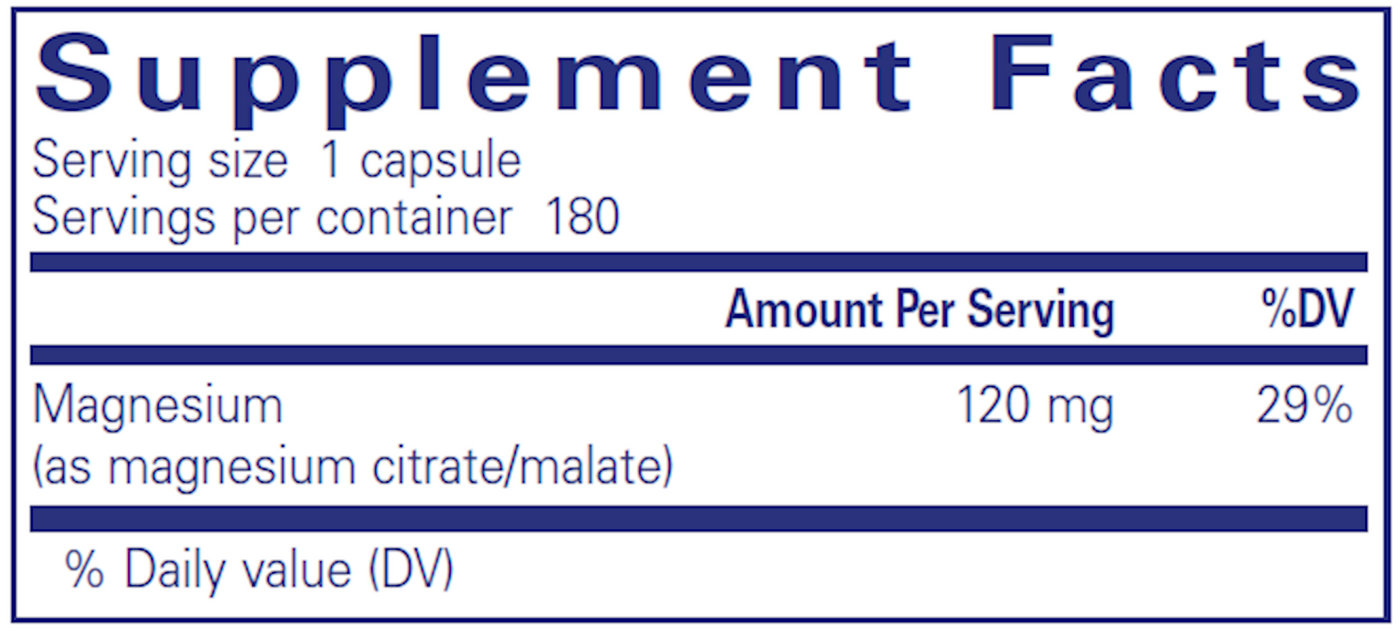 Mag (citrate/malate) 120 mg 180 vcaps Curated Wellness