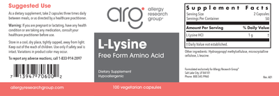 L-Lysine 1g 100 caps Curated Wellness