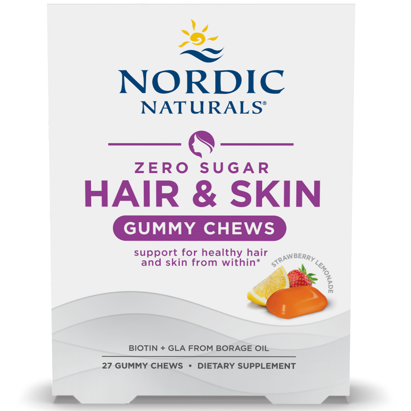 Zero Sugar Hair & Skin Gummy Chews 27 ct Curated Wellness