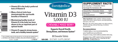 Vitamin D3 5,000IU Mixed Berry 90 Chews Curated Wellness