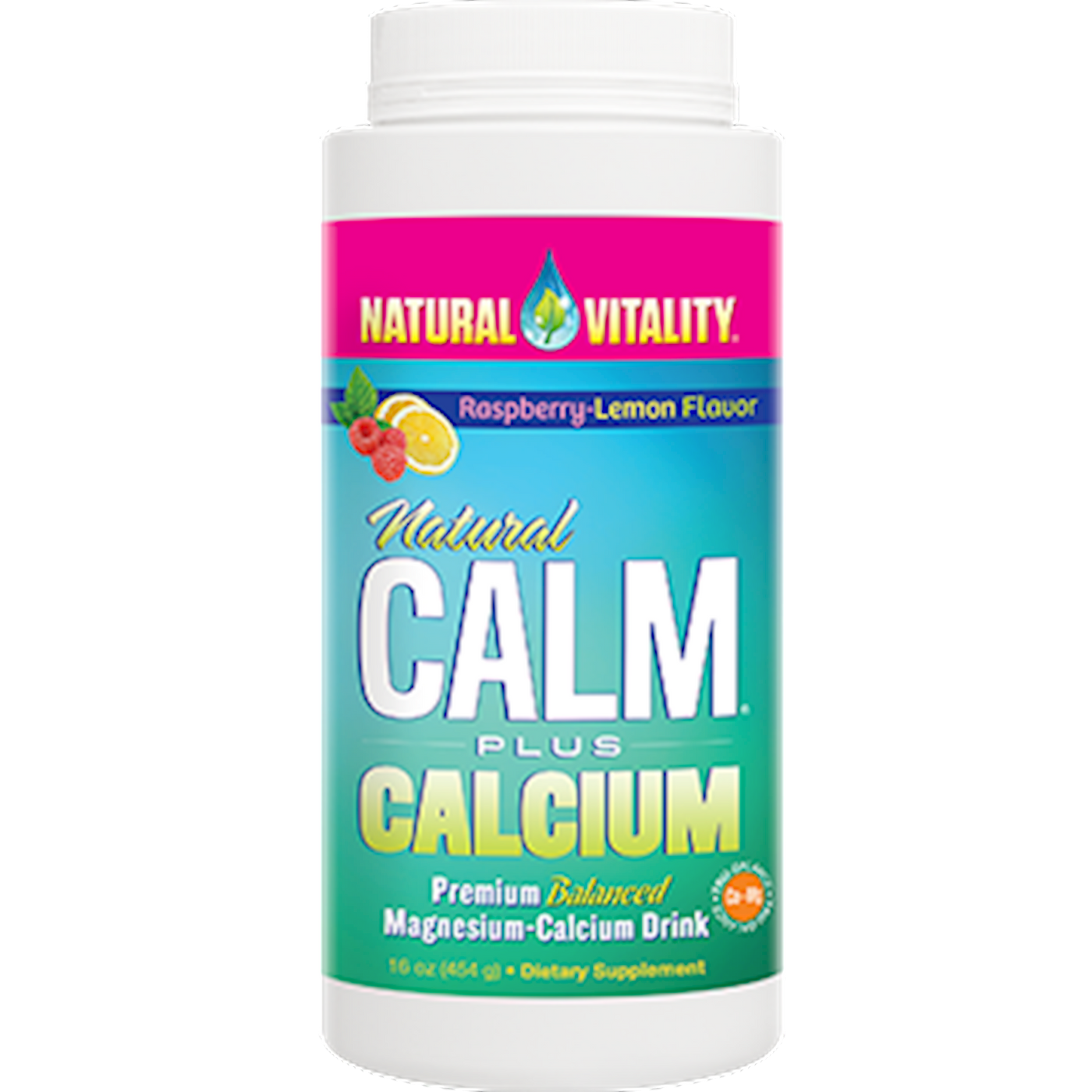 Natural Calm + Calcium Rasp-Lemon 16oz Curated Wellness