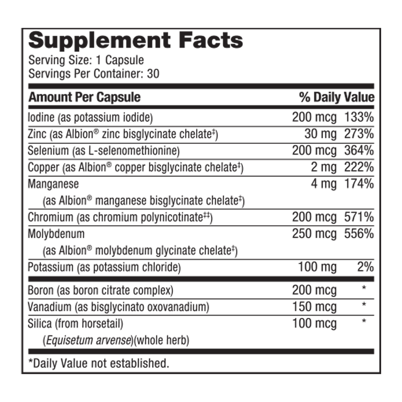LDA Trace Mineral Complex 30 vegcap Curated Wellness