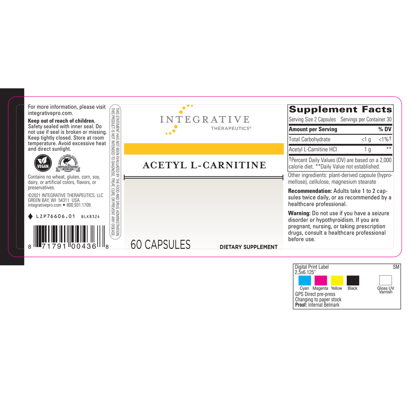 Acetyl L-Carnitine 60 caps Curated Wellness