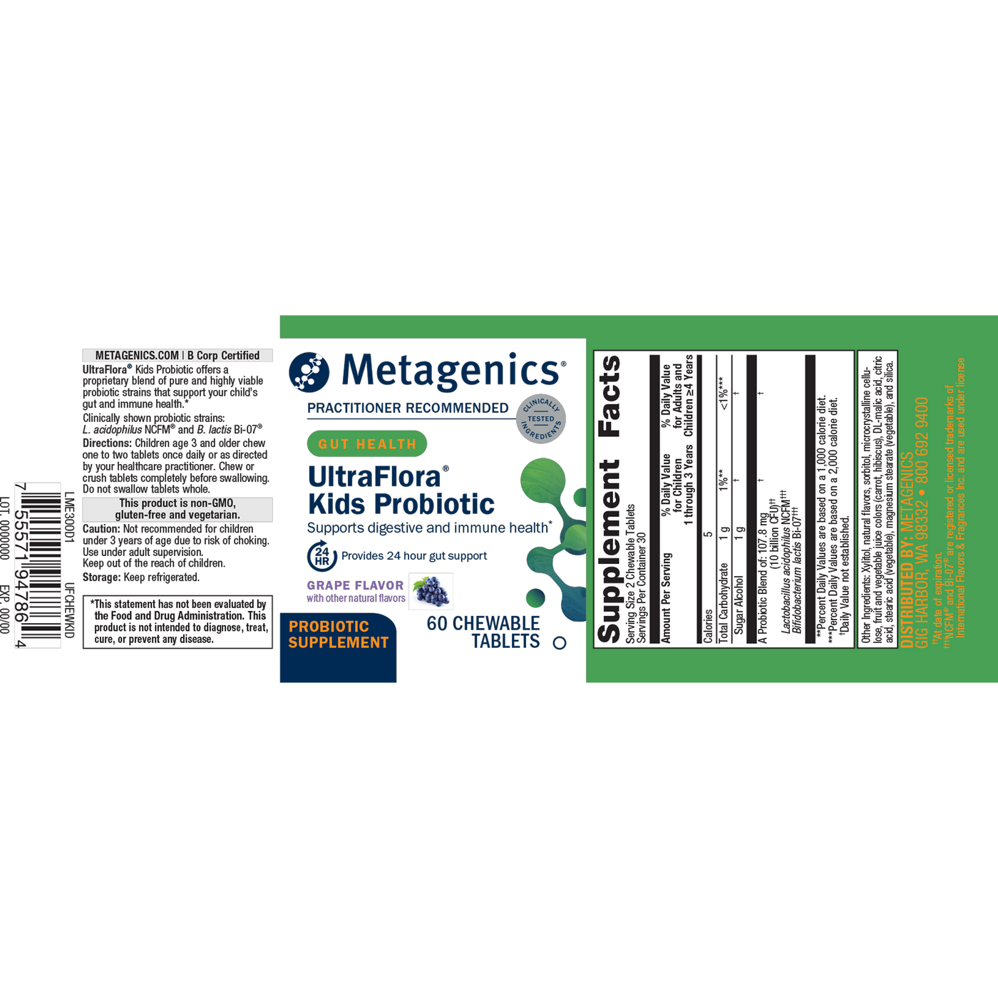 UltraFlora® Kids Probiotic 60 tabs Curated Wellness