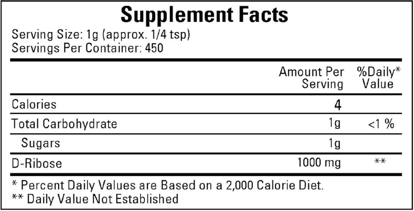 D-Ribose 450 g Curated Wellness