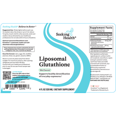 Liposomal Glutathione Mint 120ml Curated Wellness