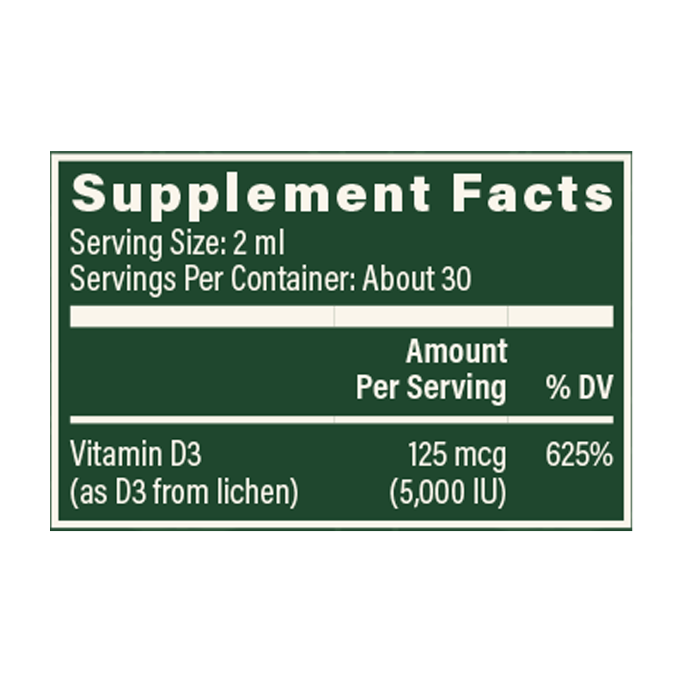 Plant-Based Vitamin D3125 mcg 2 fl oz Curated Wellness