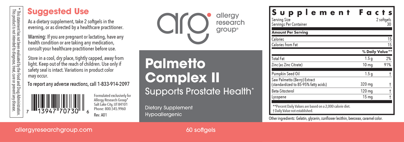 Palmetto Complex II 60 gels Curated Wellness