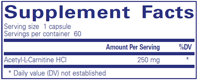 Acetyl-L-Carnitine 250 mg 60 vcaps Curated Wellness